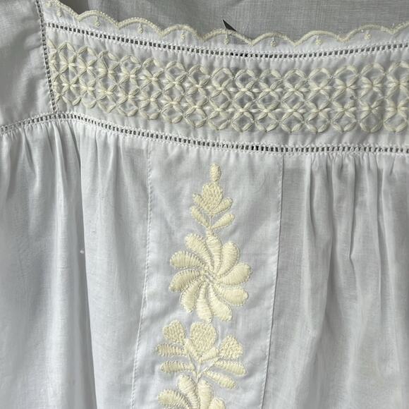 NWT LOFT by Ann Taylor White Embroidered Women's Mexican Peasant Top - size XXL - Picture 6 of 10
